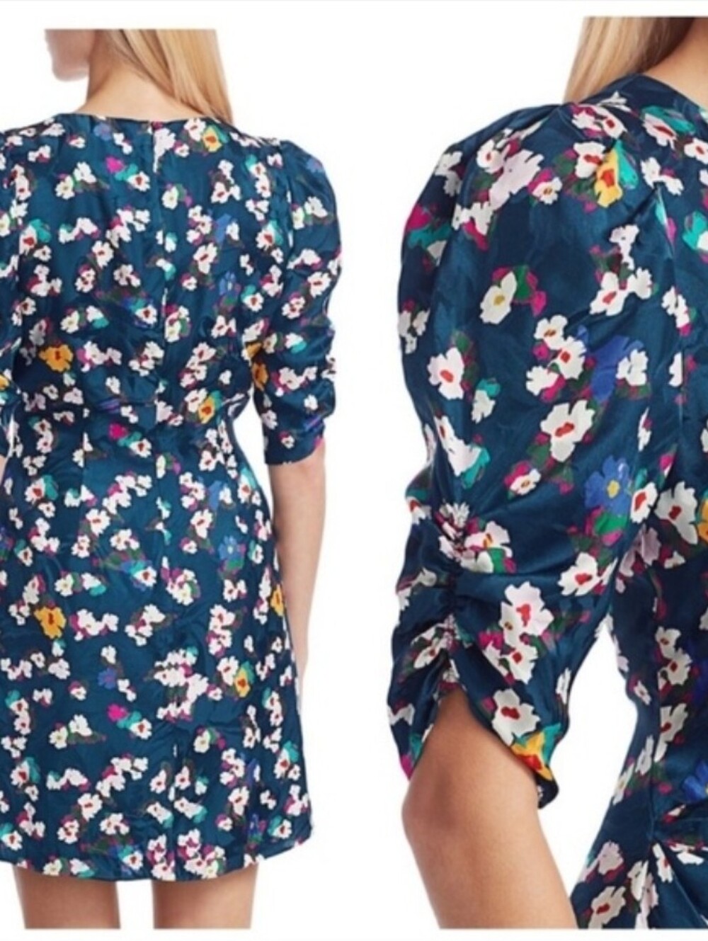 Tanya Taylor Silk Navy Floral Shift Dress - Picture 12 of 13